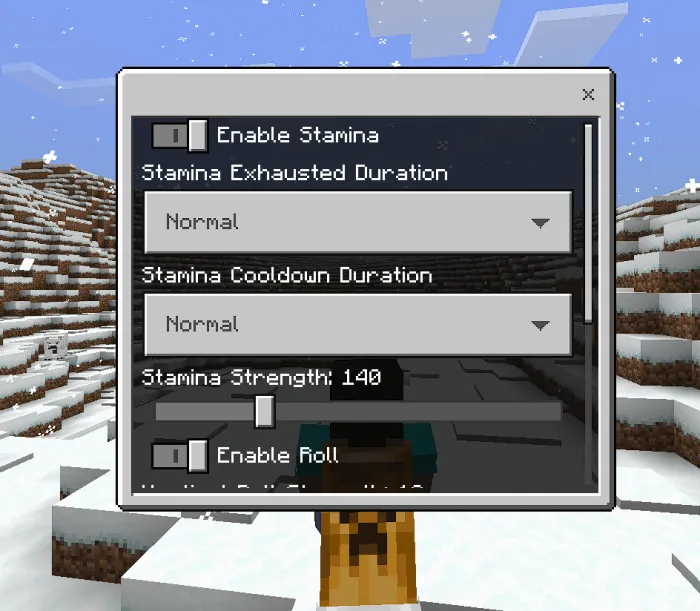 Roll and Stamina Configuration