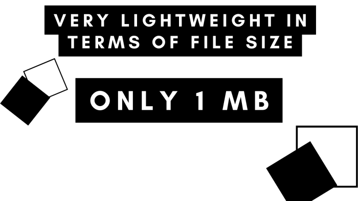 VERY LIGHTWEIGHT IN TERMS OF FILE SIZE