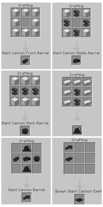 Giant Cannon Part Recipes