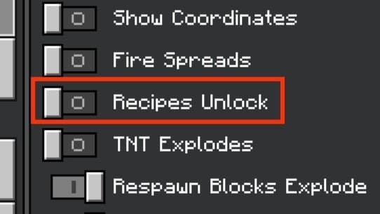 Turning Off Recipes Unlock