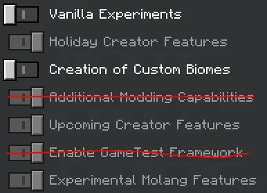 Required Experiments for the Throwable Torches Addon
