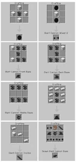 Giant Cannon Base Part Recipes