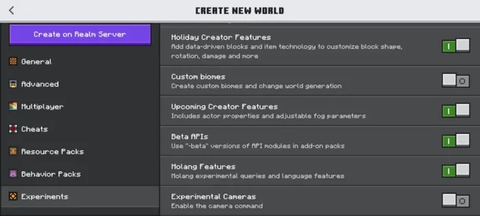 Required Experiments for the Dolly BE Addon
