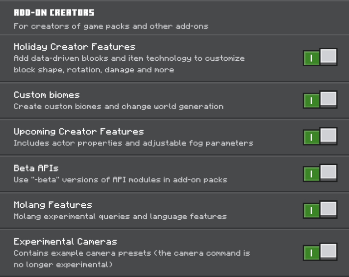 Required Experiments for the Keys & Crates Addon