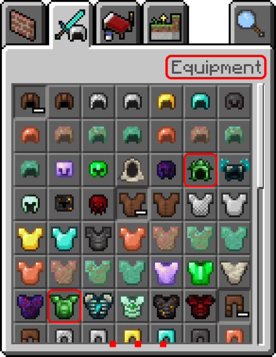 Nexus Armor, Tools & Bow in the Inventory