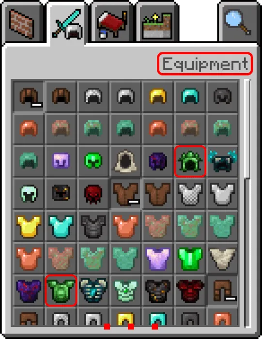 Nexus Armor, Tools & Bow in the Inventory
