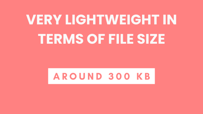 VERY LIGHTWEIGHT IN TERMS OF FILE SIZE
