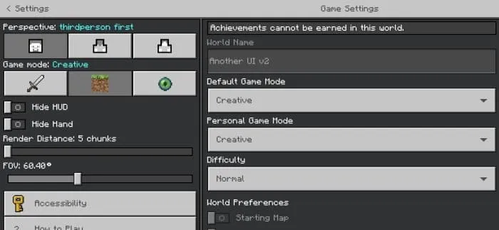 Settings Screen: Screenshot