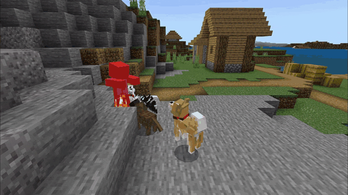 Tamed Dogs Attacking a Zombie
