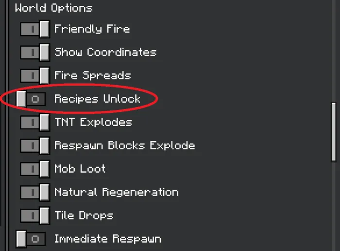 Disabled Recipes Unlock