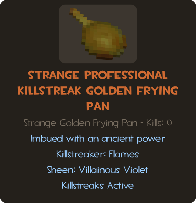 Strange Professional Killstreak Golden Frying Pan