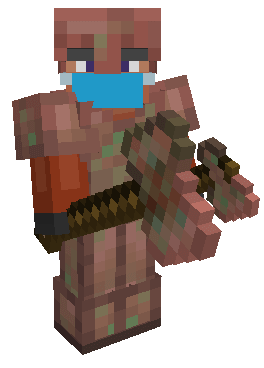 Equipped Exposed Copper Armor, Tools & Weapons (Hammer and Axe)