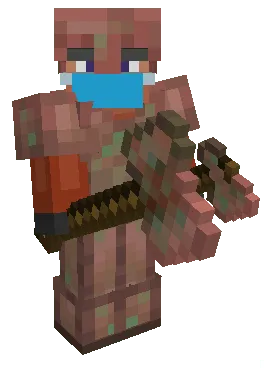 Equipped Exposed Copper Armor, Tools & Weapons (Hammer and Axe)