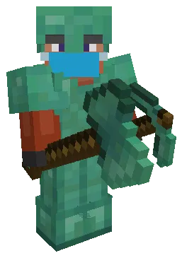 Equipped Oxidized Copper Armor, Tools & Weapons (Hammer and Pickaxe)