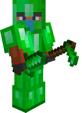 Equipped Emerald Armor, Tools & Weapons (Dagger and Hoe)