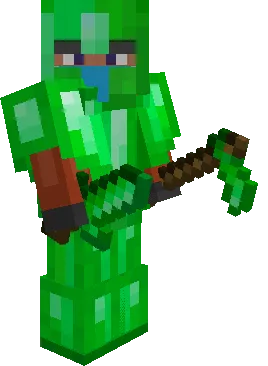 Equipped Emerald Armor, Tools & Weapons (Dagger and Hoe)
