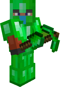 Equipped Emerald Armor, Tools & Weapons (Shovel and Pickaxe)