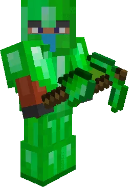 Equipped Emerald Armor, Tools & Weapons (Shovel and Pickaxe)