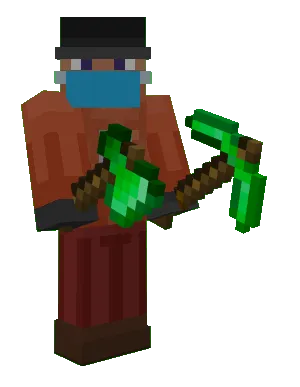 Equipped Tools: Emerald Axe & Pickaxe