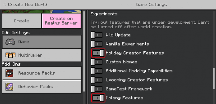 Required Experiments for Emerald Addon