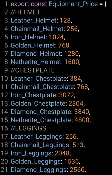 Prices Config File