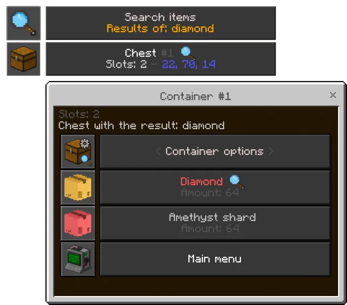 Search Results in the Chest