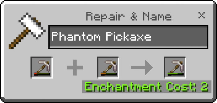 Repairing Phantom Pickaxe with the Same Item