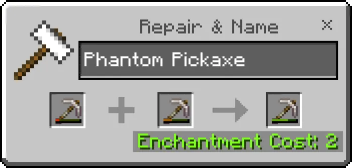 Repairing Phantom Pickaxe with the Same Item