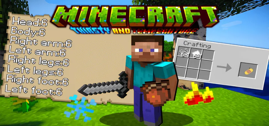 Thumbnail: 🔥Thirsty and Temperature Bar Addon V5.1💦 - Debug update! | Supports Minecraft 1.21+