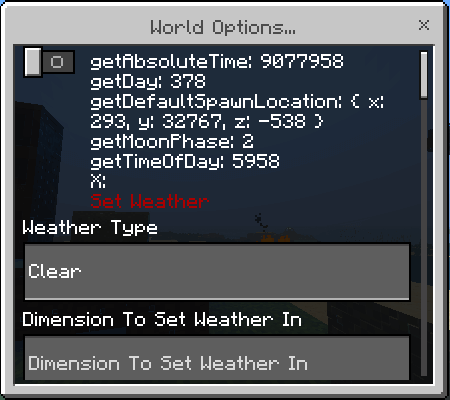World Options GUI: Screenshot 1