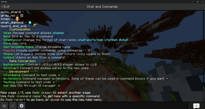 Azalea Essentials: Available Commands