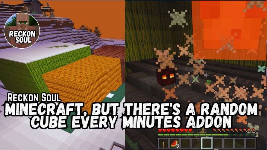 Thumbnail: Minecraft, But There's a Random Cube Every Minute Addon