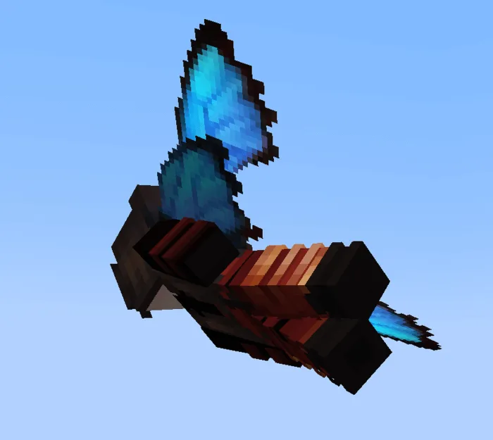 Blue Morpho Butterfly Elytra Wings 32x in Flight