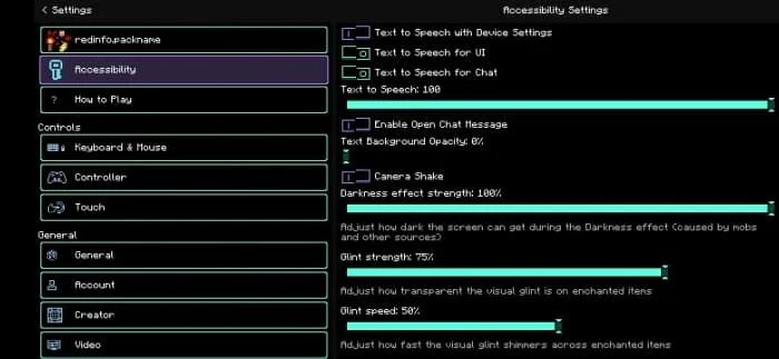 Settings Screen: Screenshot