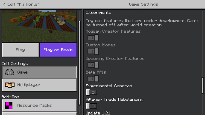 Required Experiments for The Farm Update Addon
