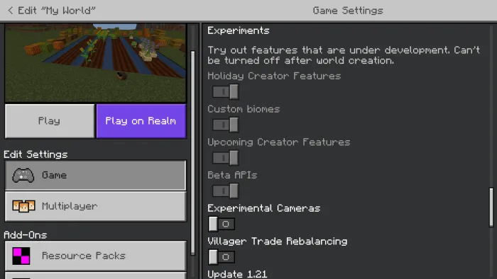 Required Experiments for The Farm Update Addon