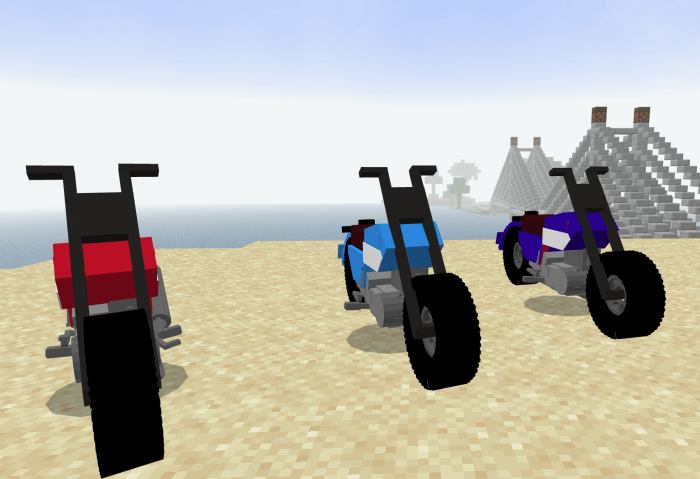 Red, Blue and Purple bikes