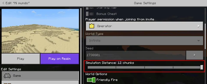 Simulation Distance Slider