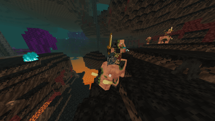 Withered Zombie Piglin Riding a Withered Zombie Hoglin