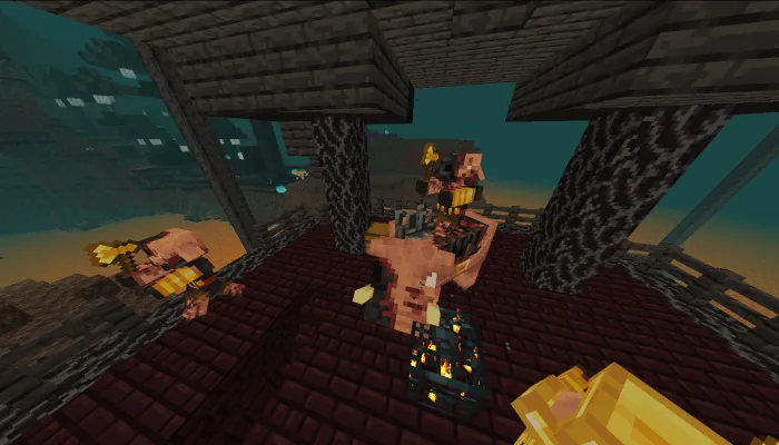 Withered Zombie Piglin Brute Riding a Withered Zombie Hoglin Brute