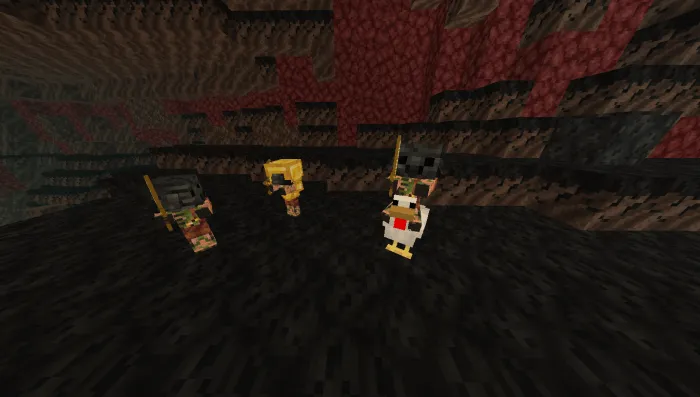 Withered Zombie Piglin Riding a Chicken