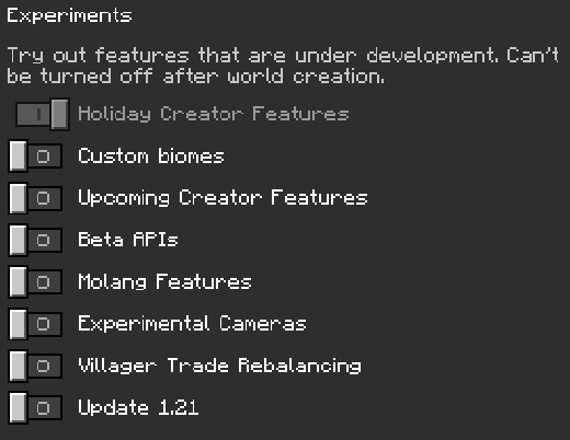 Required Experiments for NewTools Addon