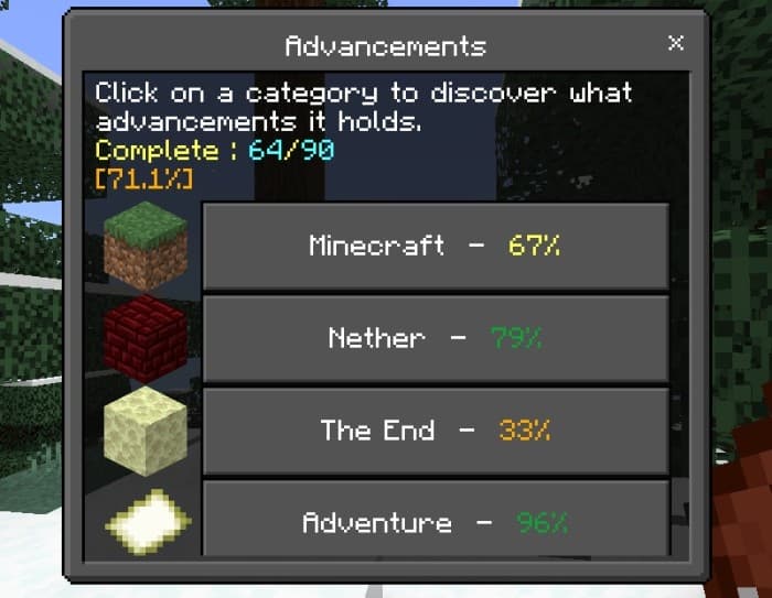 Advancements Menu