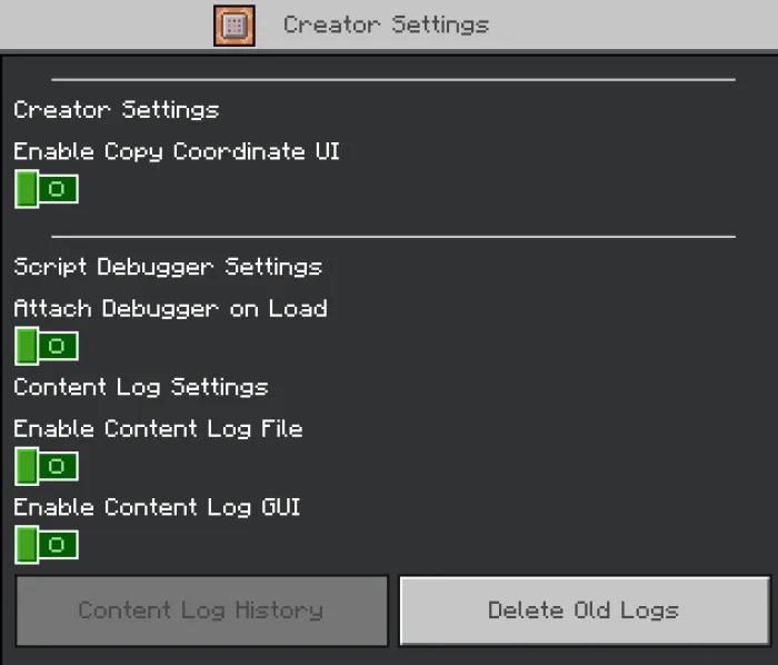 Disabled Creator Settings