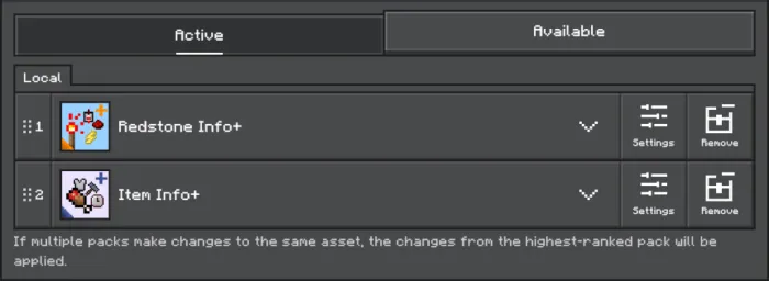 Compatibility with Item Info+ Pack