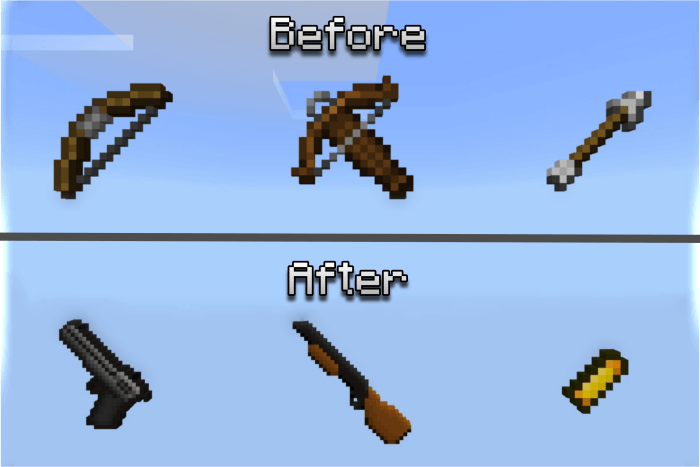 Turn Bow and Crossbow into Weapons: Texture Comparison