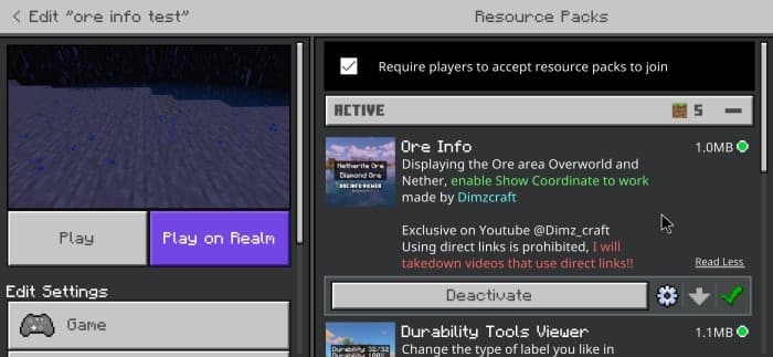 Ore Info Viewer Pack: Screenshot