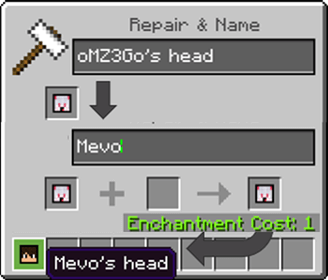 Renaming a Player Head
