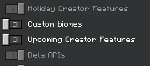 Required Experimental Options