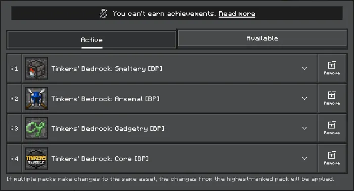 Tinkers' Bedrock Behaviour Packs